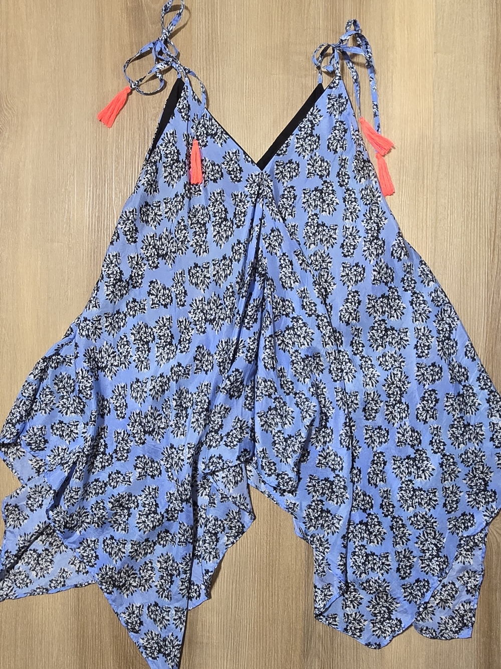 Basta Light Blue Floral Tie-Shoulder Mini Dress / Tunic